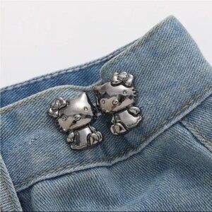 Hello Kitty Waist Tightener Button Charm No Sew Adjustable Jean Buckle